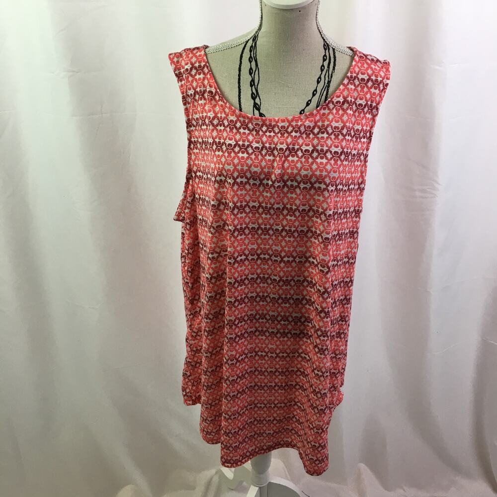 St. John's Bay Active Tank Top Coral Geo XL